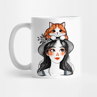 Girl with cat Mug